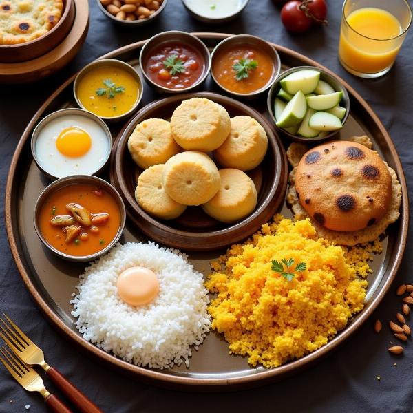 Traditional Indian Breakfast Thali