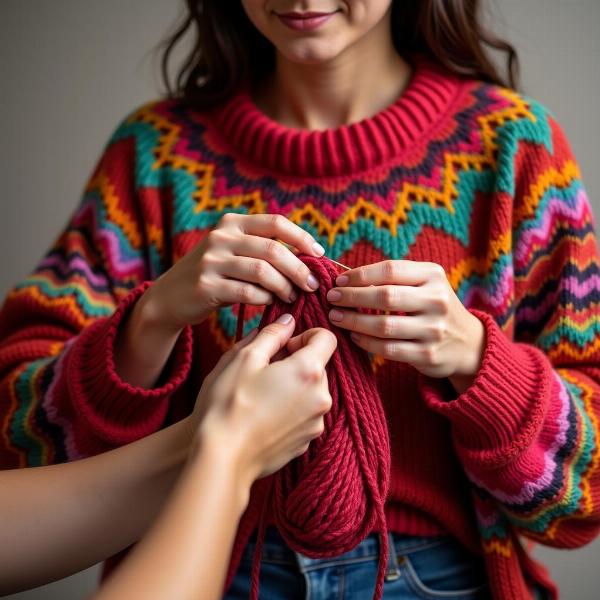 Woman Knitting - Buna Meaning