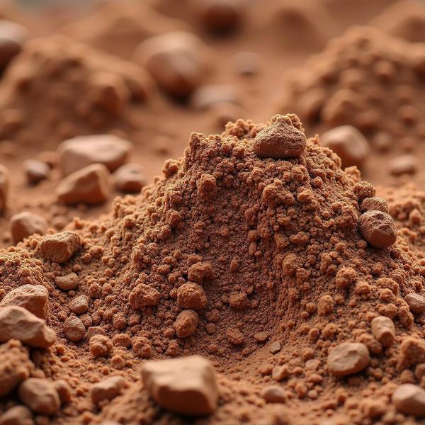 Close-up view of clay soil texture