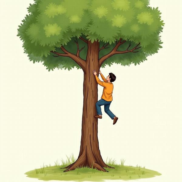 Illustration of a person climbing a tree