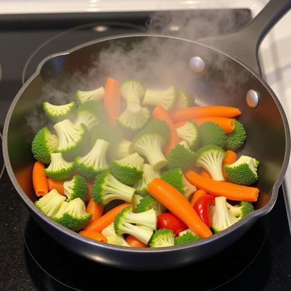 Cooking frozen vegetables directly in a pan