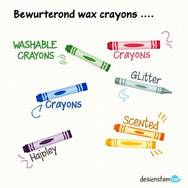 Various types of crayons