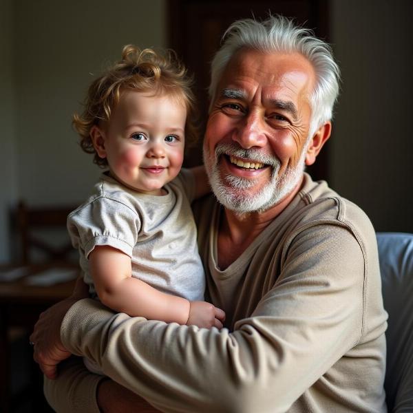 Dadu lovingly holding his grandchild