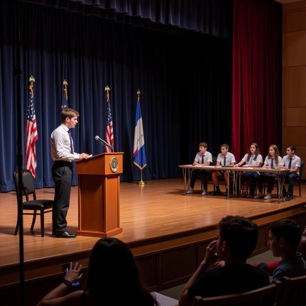 Students Participating in a Declamation Contest