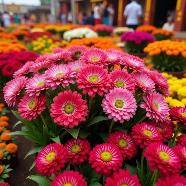 Dianthus Bouquet at an Indian Festival