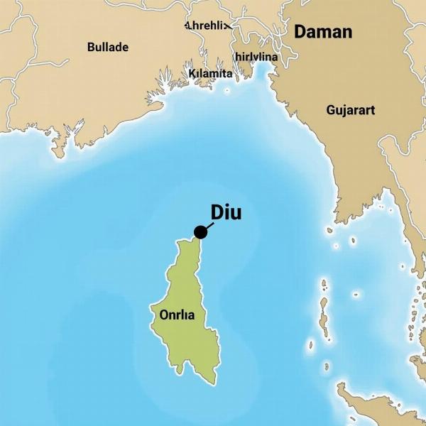 Map of Diu Union Territory in India