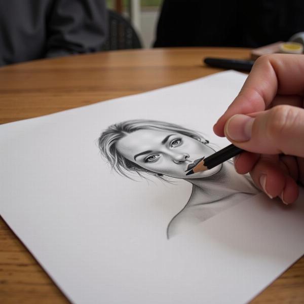 Drawing a picture with pencil