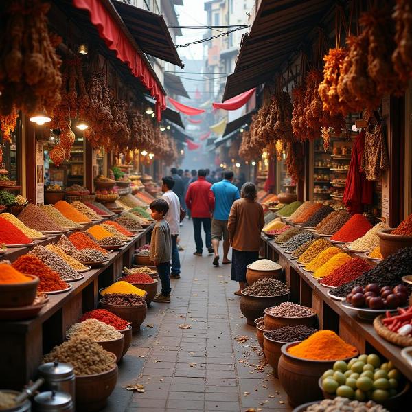 Exploring a bustling Indian market