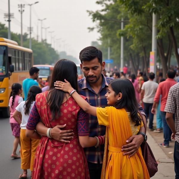 Family Sending Off a Traveler