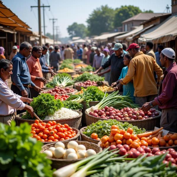 Farmers Selling Crops at a Market