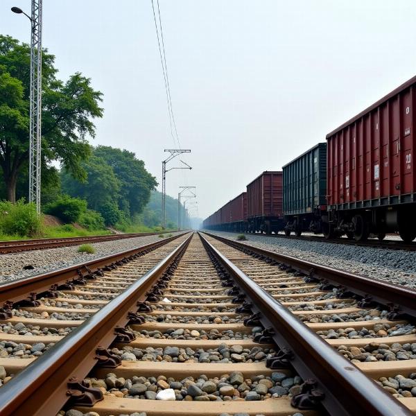 Freight Train on Indian Railway Tracks