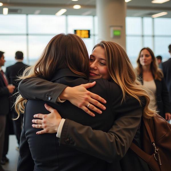 Friends Saying Goodbye at the Airport