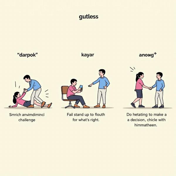 Illustration of Gutless Meaning in Hindi