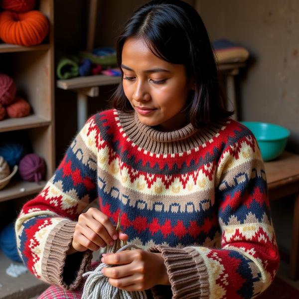 Hand-knitted woolen sweaters in India