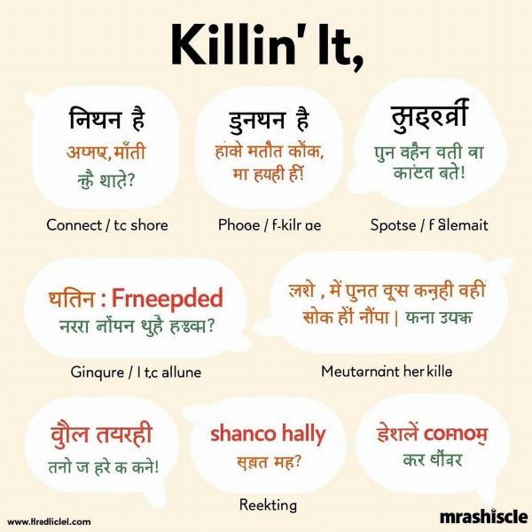 Visual representation of Hindi equivalents for killin' it.