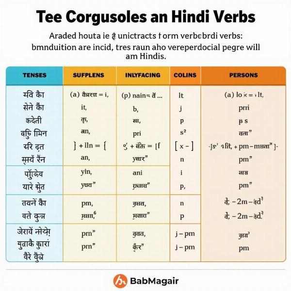 Hindi Verb Conjugation Table