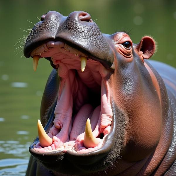 Hippopotamus Yawning