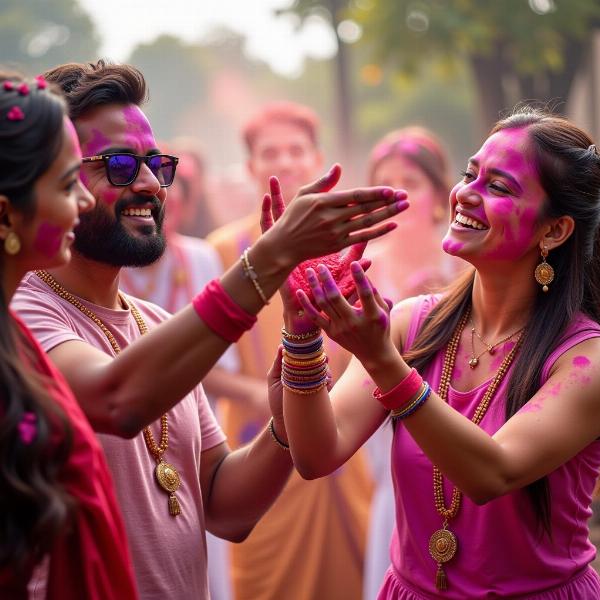 People celebrating Holi Festival