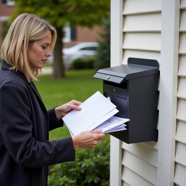 House sitter collecting mail from mailbox