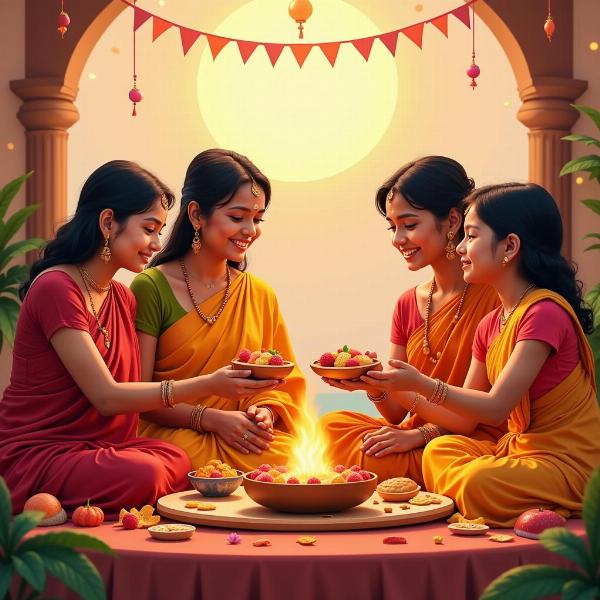 Indian Family Celebrating Festival