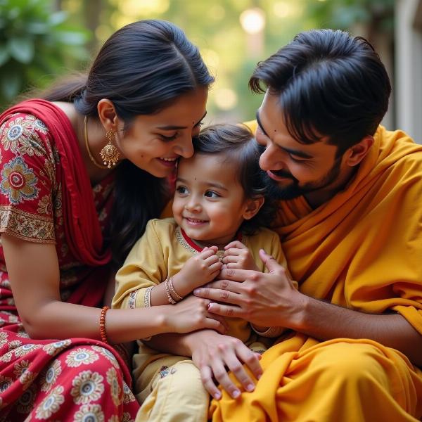 Indian Family Expressing Affection