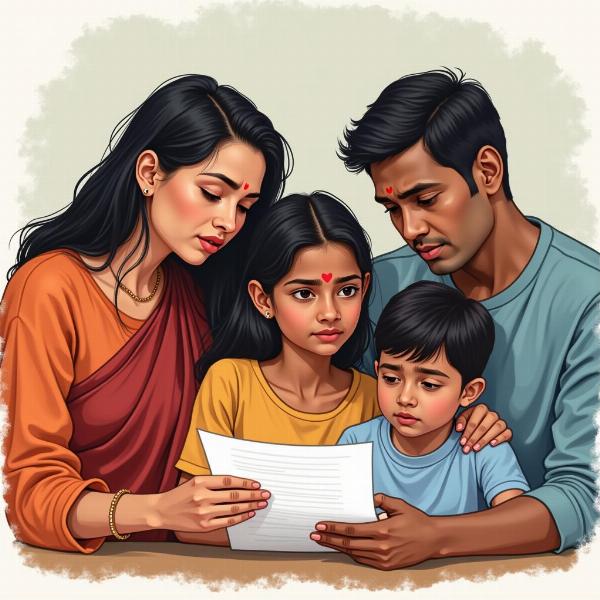 Indian family discussing academic pressure