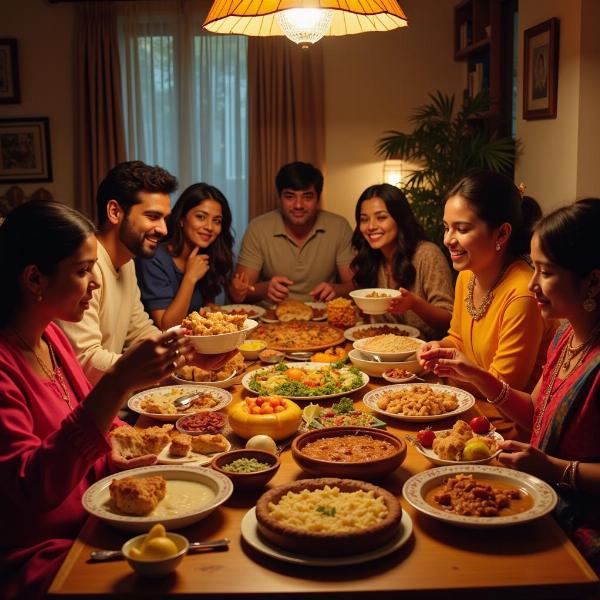 Indian family sharing a meal