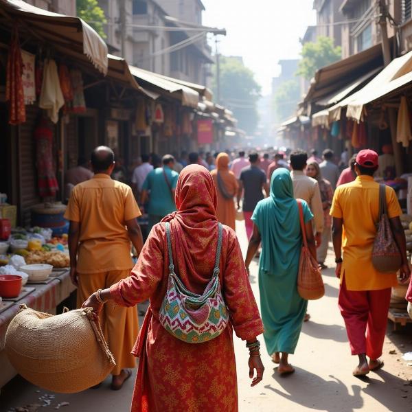 Traditional Indian Market with Bags