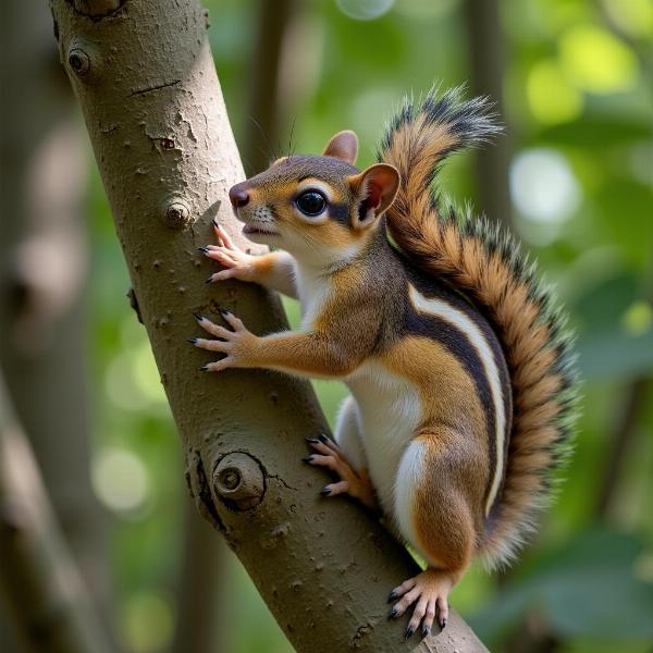 Indian Palm Squirrel on a Tree Branch