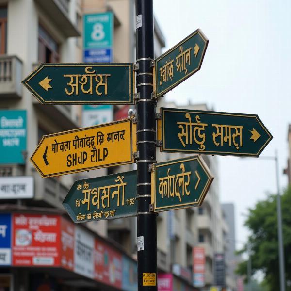 Indian Street Signs with Hindi Directions