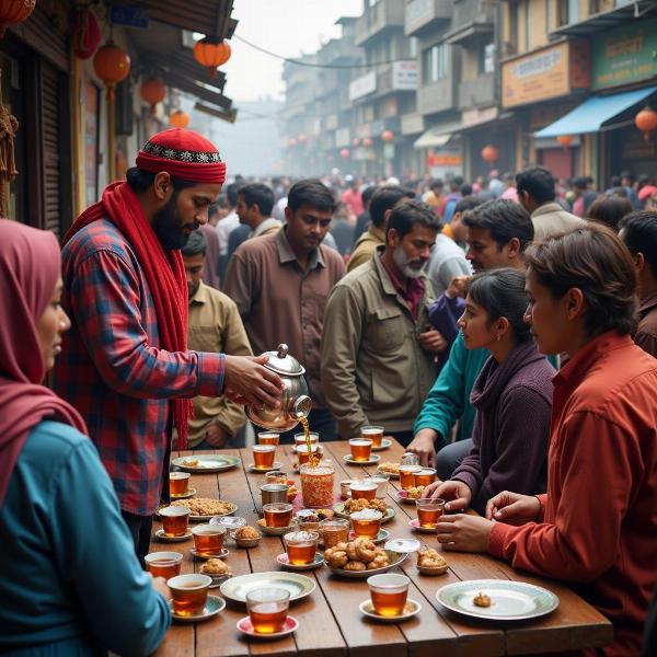 A Bustling Indian Tea Stall