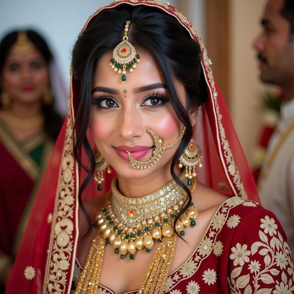 Blushing Bride at Indian Wedding