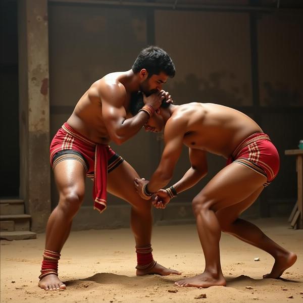 Indian wrestler demonstrating strength - Brawny in Indian Culture