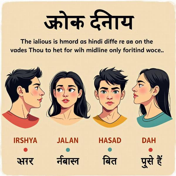 Hindi words for jealousy: Irshya, Jalan, Hasad, Dah