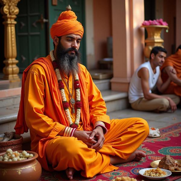 Joshi priest performing a religious ceremony