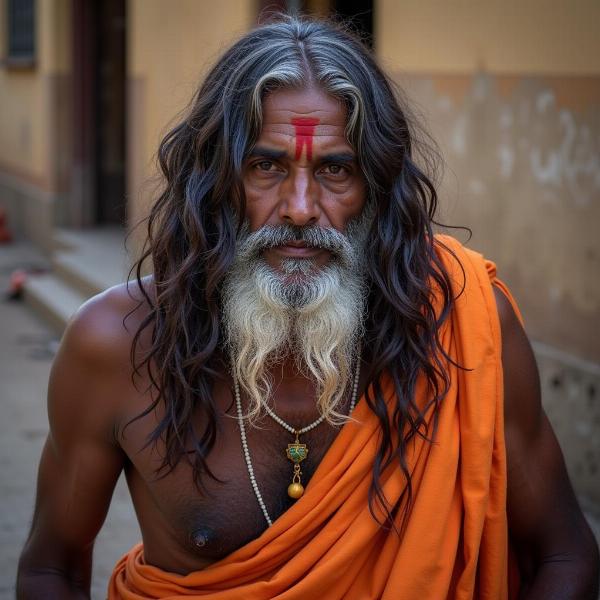 A Sadhu with long hair