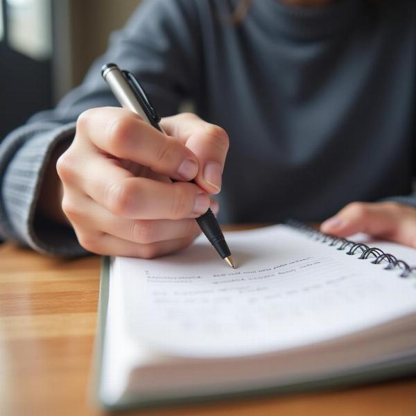 Person writing in a notebook