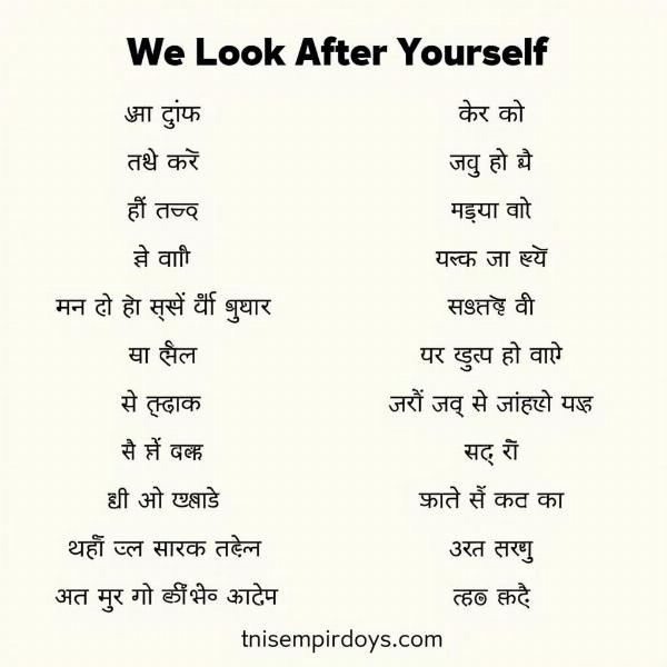 Hindi Translation of Look After Yourself