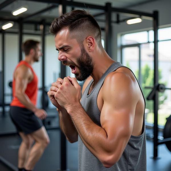 Man Panting After Exercise