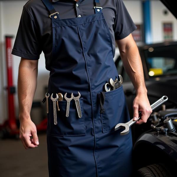 Mechanic Wearing Apron in Hindi