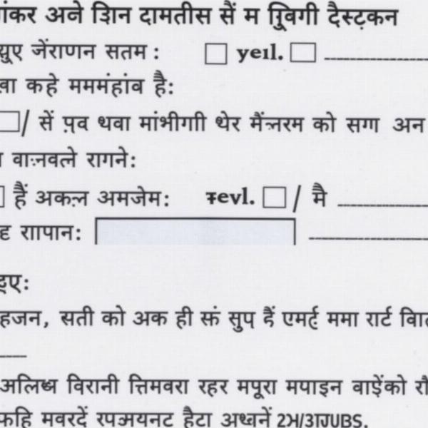 Hindi Form Asking for Months in Current Residence