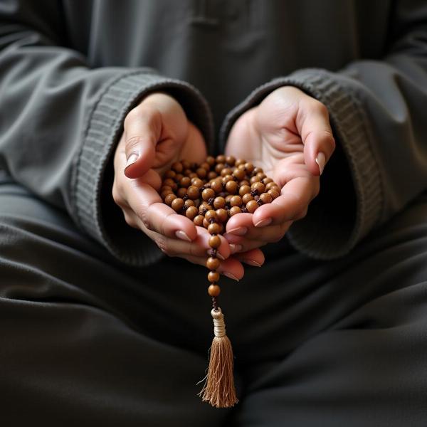 Muslim Praying with Tasbih