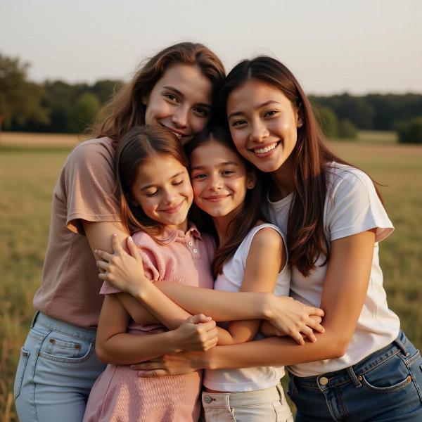 Family Gathering with Hugs