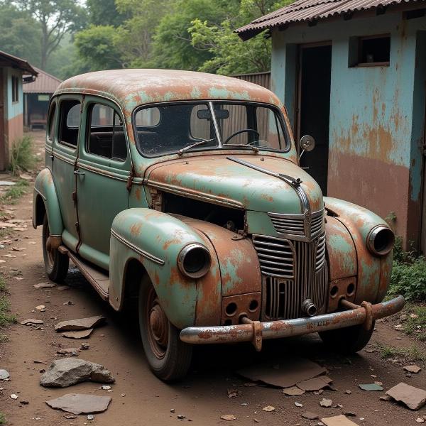 Old and Dilapidated Car in India