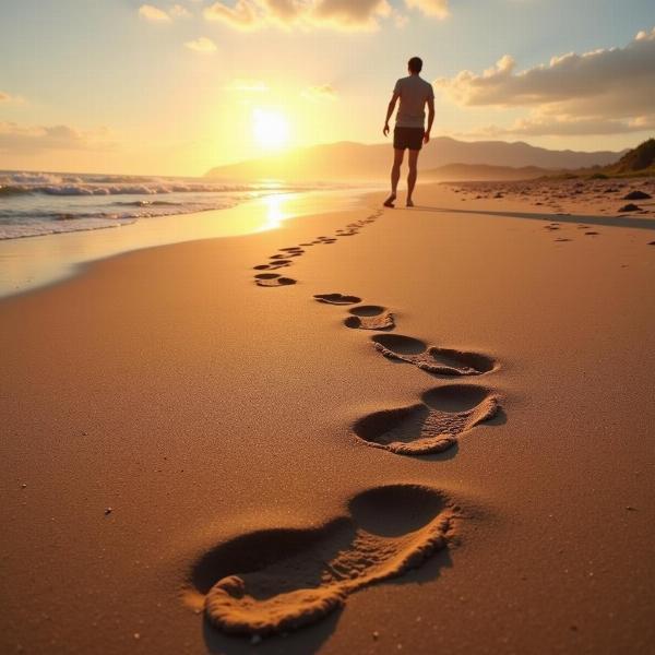 Footprints on the beach