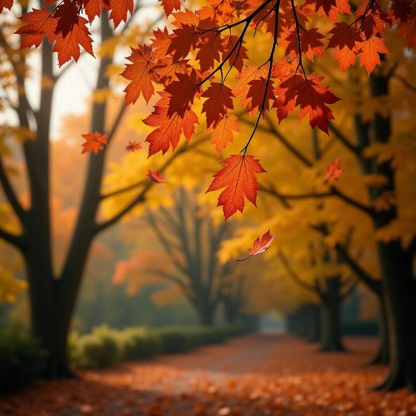 Autumn Leaves Falling from a Tree