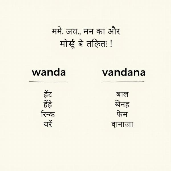 Phonetic Similarities between "Wanda" and Hindi Words