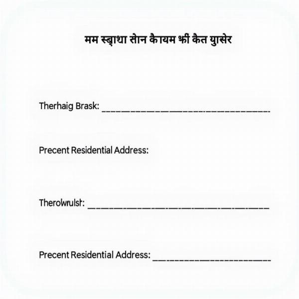 Present Residential Address in a Hindi Application