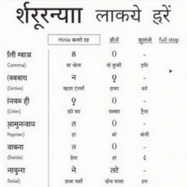 Hindi Punctuation Marks Chart