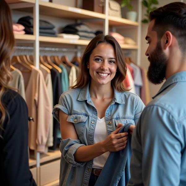 Retail sales associate assisting a customer